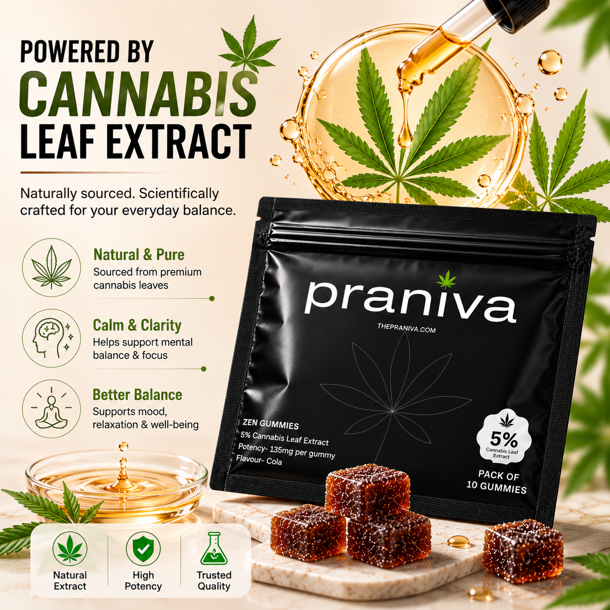 Zen Gummies (Cola) - 5% Cannabis Leaf Extract