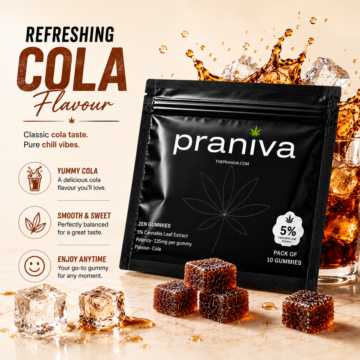 Zen Gummies (Cola) - 5% Cannabis Leaf Extract