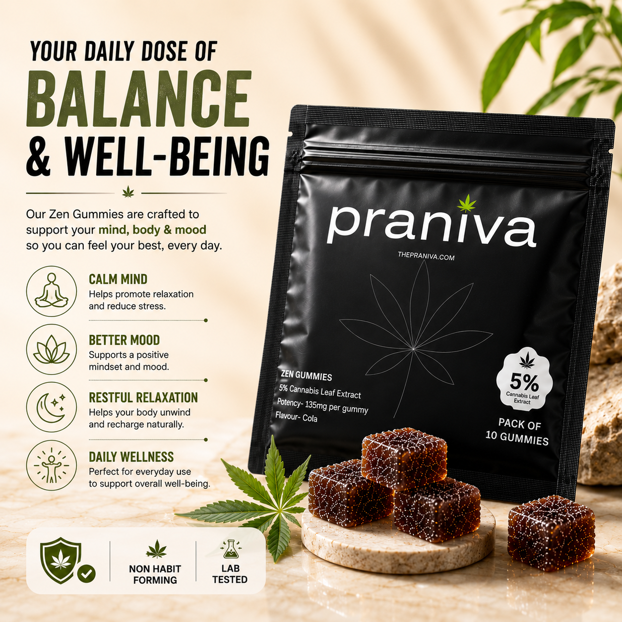 Zen Gummies (Cola) - 5% Cannabis Leaf Extract