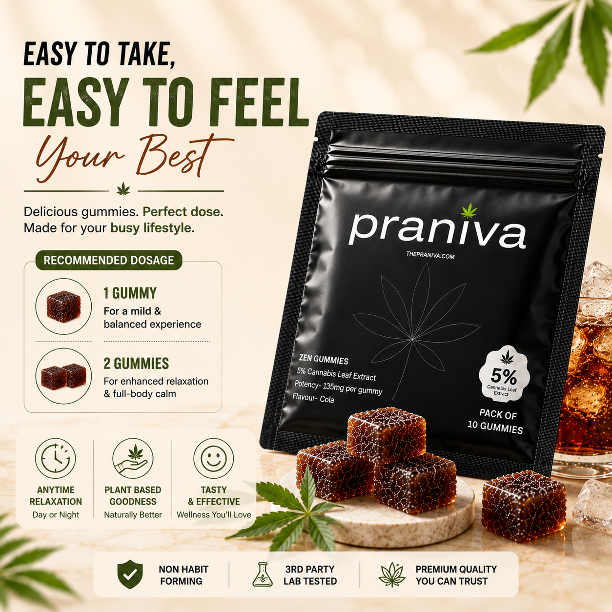 Zen Gummies (Cola) - 5% Cannabis Leaf Extract