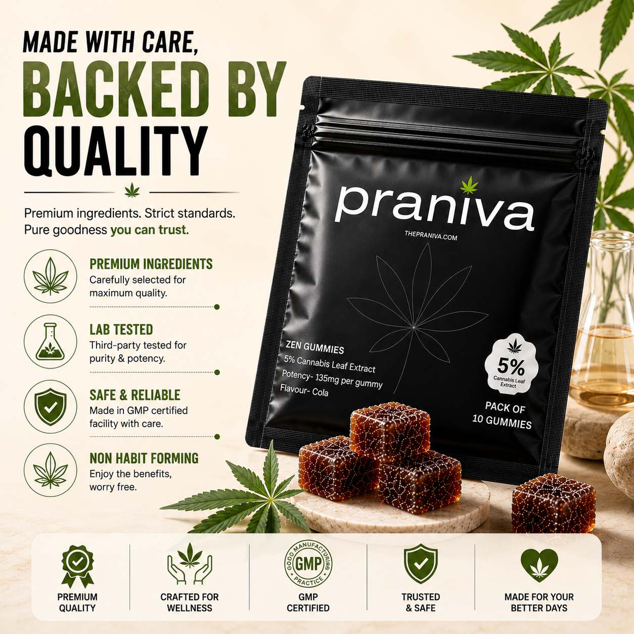 Zen Gummies (Cola) - 5% Cannabis Leaf Extract