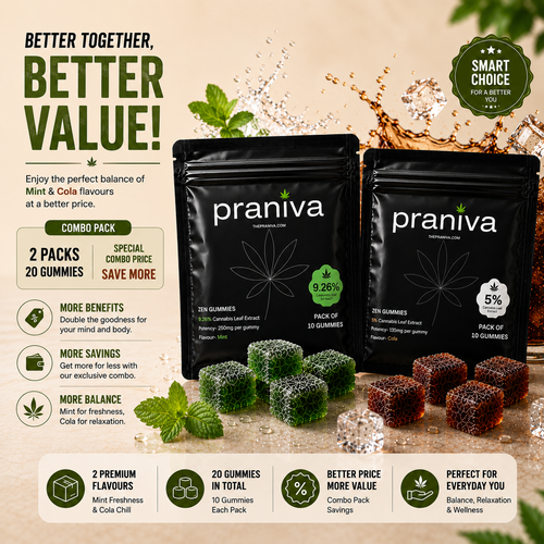 Zen Gummies Combo Pack Mint 9.26% + Cola 5% Cannabis Leaf Extract